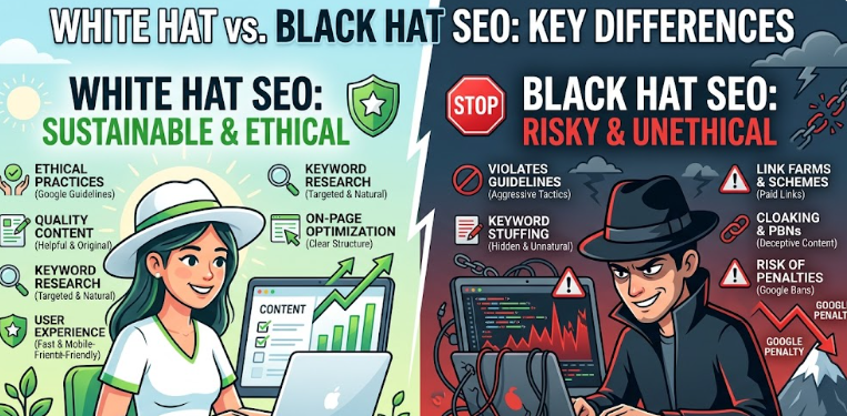 Black Hat SEO vs White Hat SEO: A Complete Guide for Beginners